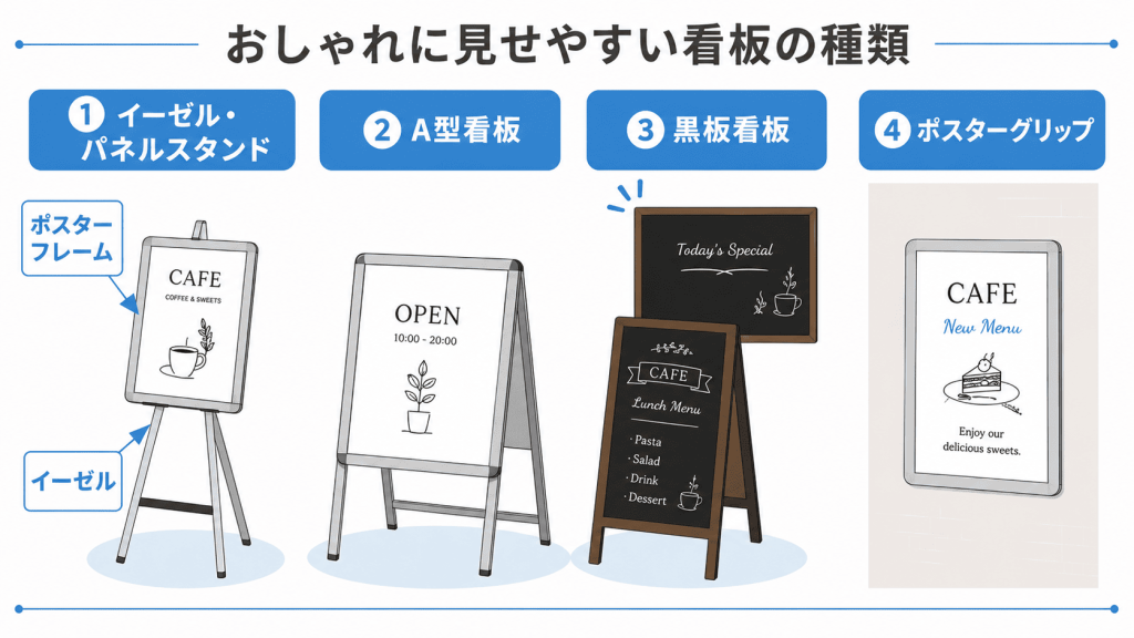 A型看板や黒板看板など店舗向け看板の種類