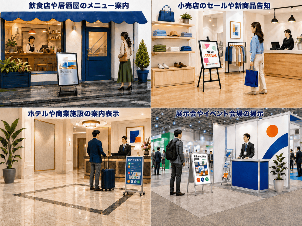 店舗や施設でのイーゼル活用例