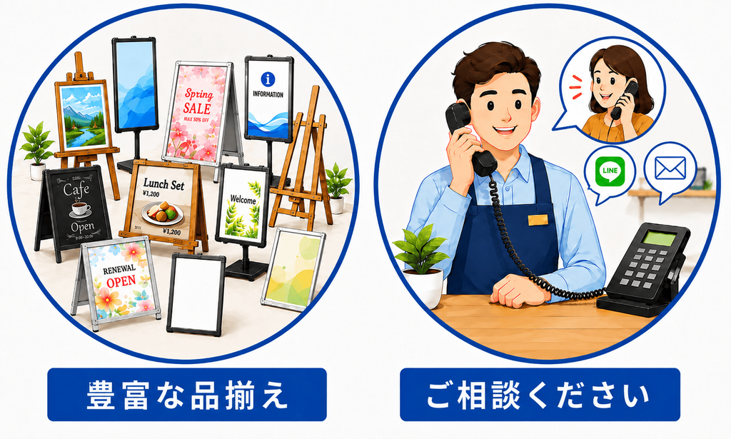 店舗用イーゼル・パネルスタンド選びの相談