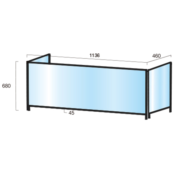 飛沫 感染 防止 アクリルブラックパーテーション 600x1100 3面ロー