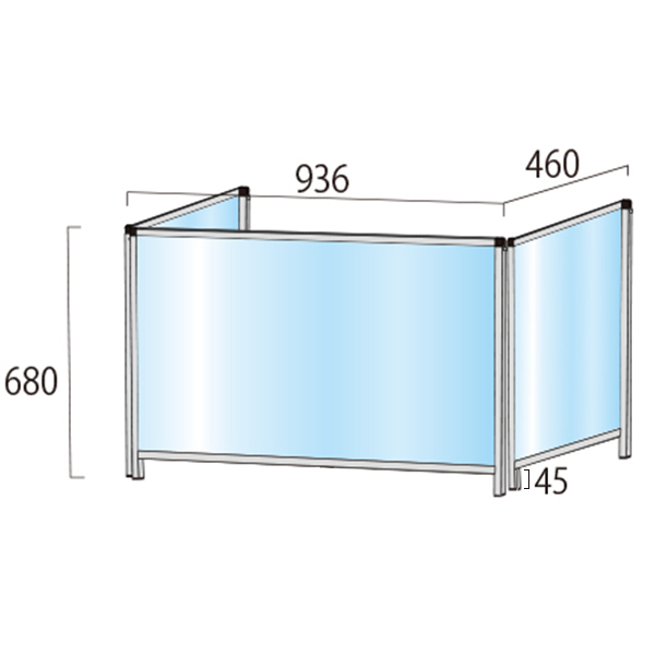 飛沫 感染 防止 アクリルパーテーション 600×900 3面ロータイプ / 予防